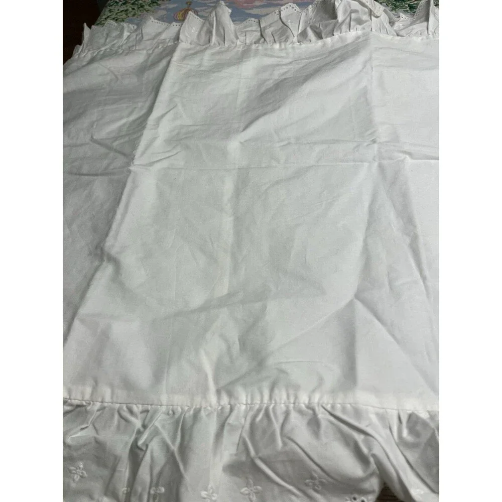 Ralph Lauren White Eyelet Lace Ruffled King Size Bed Sham